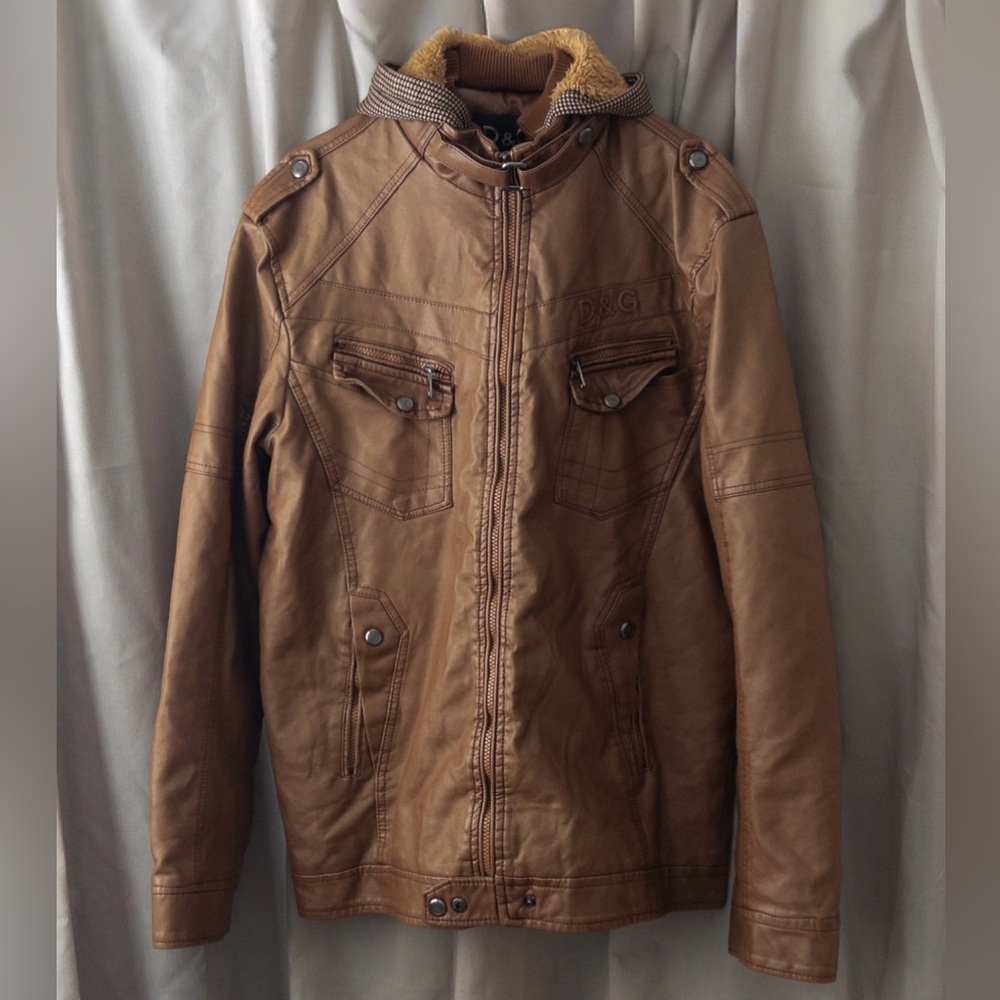 D&G Leather Jacket with Teddy Lining – 2000s moto style – Size M/L
